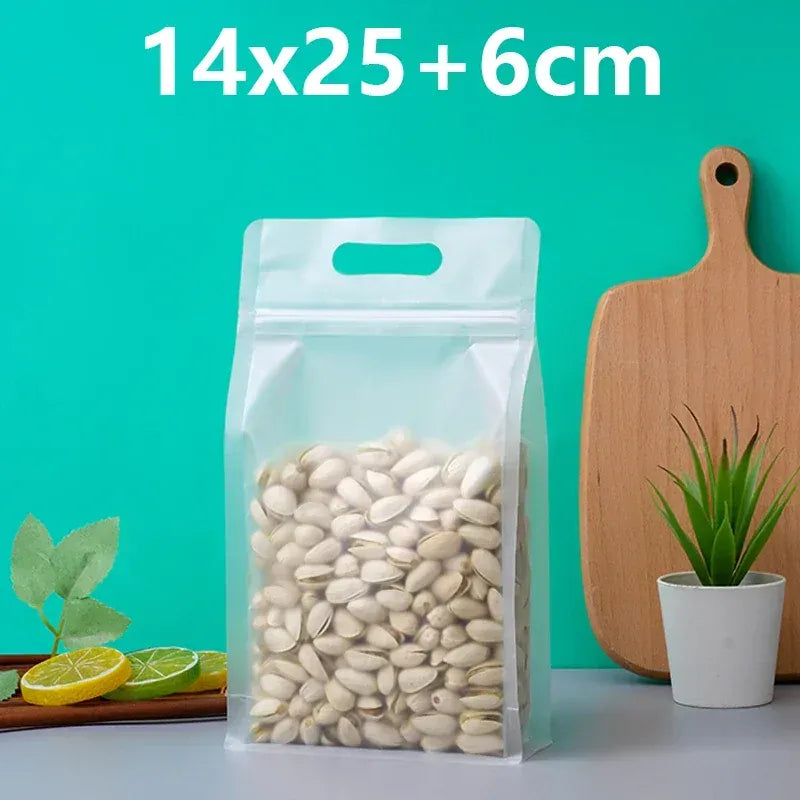 Sachets Zip Alimentaires Transparent Lot de 50 Pièces avec Poignée
