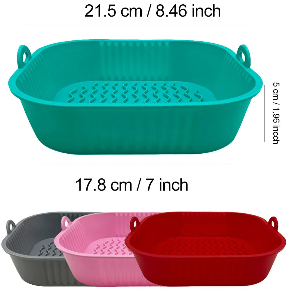 Moule Silicone Air Fryer Réutilisable Carré - Lot de 3 Pièces Air Fryer