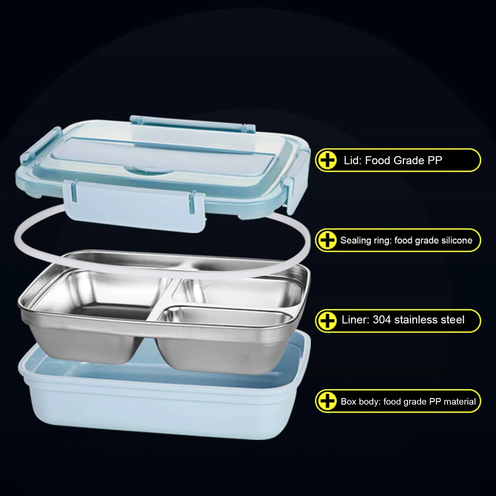 LunchBox Inox — 4 Compartiments, Bol à Soupe 300 ml, Isolation par Eau Chaude lunchbox