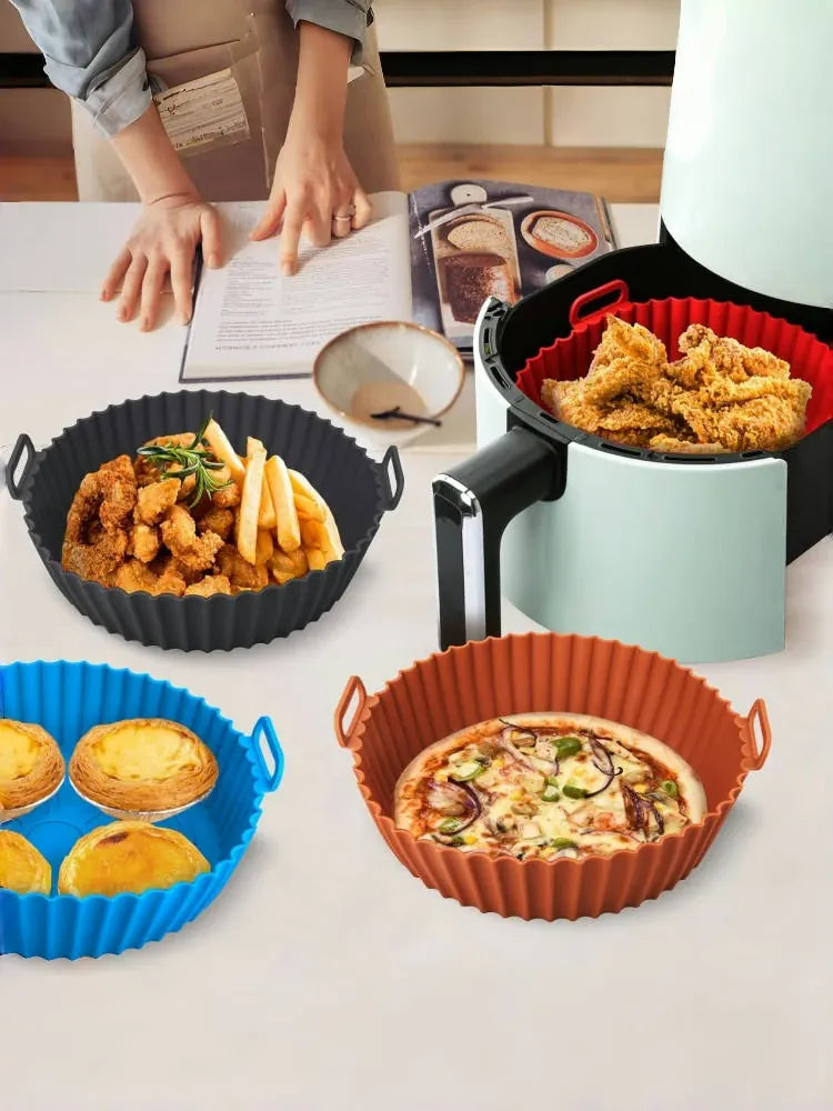 Moule Silicone Réutilisable Air Fryer Rond - Lot de 2 Pièces Air Fryer
