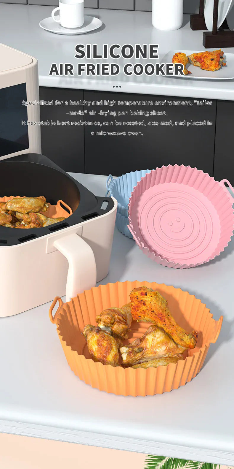 Moule Silicone Air Fryer Rond Réutilisable 25 cm - Lot de 1 Air Fryer