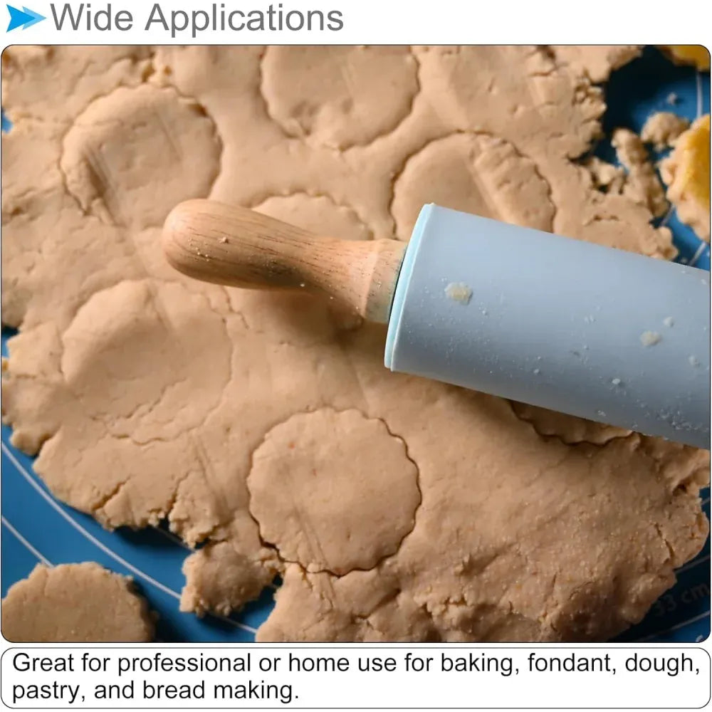Rouleau à pâtisserie en silicone anti-adhésif avec poignées en bois rouleaupatisserie