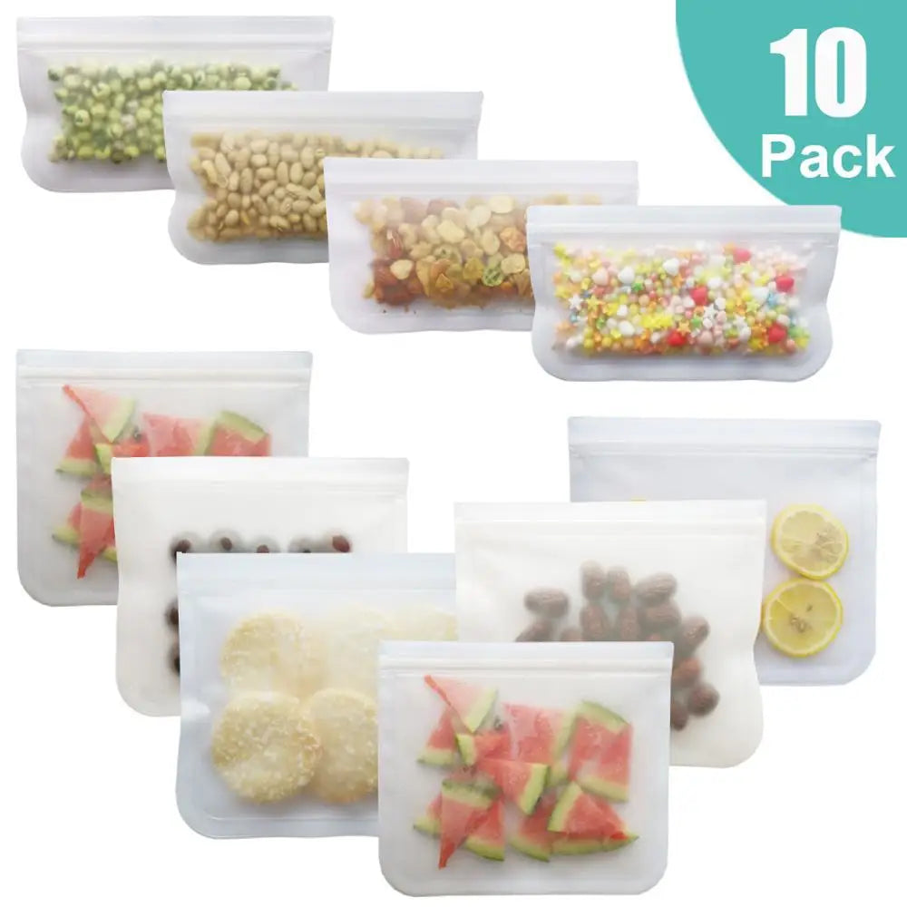 Sachets Silicone Réutilisables Anti-Fuite - Lot de 7 Pièces 25x30cm