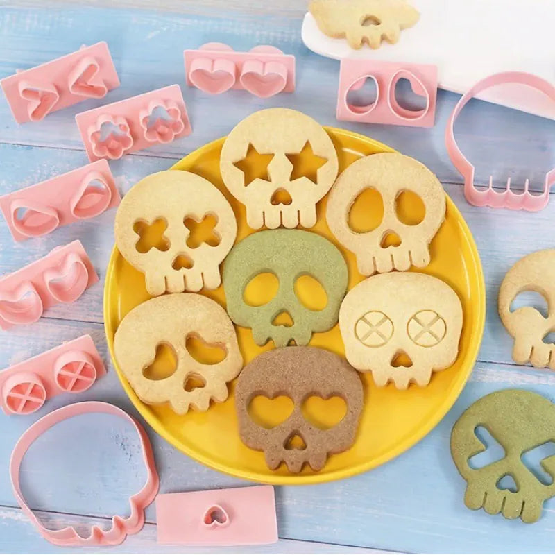 Emporte-pièces en Silicone 10 pièces - Motifs de Crânes Halloween emportepieces