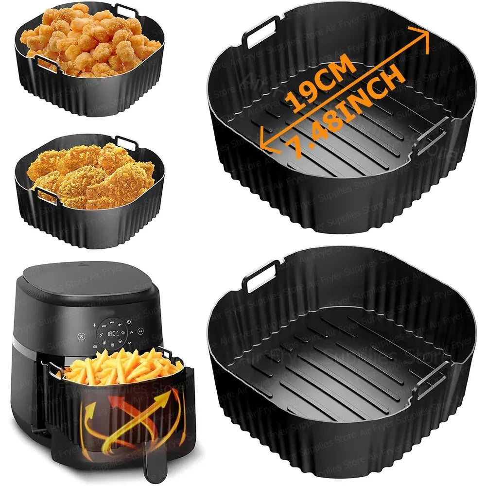 Moule Silicone Air Fryer Réutilisable Rond 19cm - Lot de 1 Pièce Air Fryer