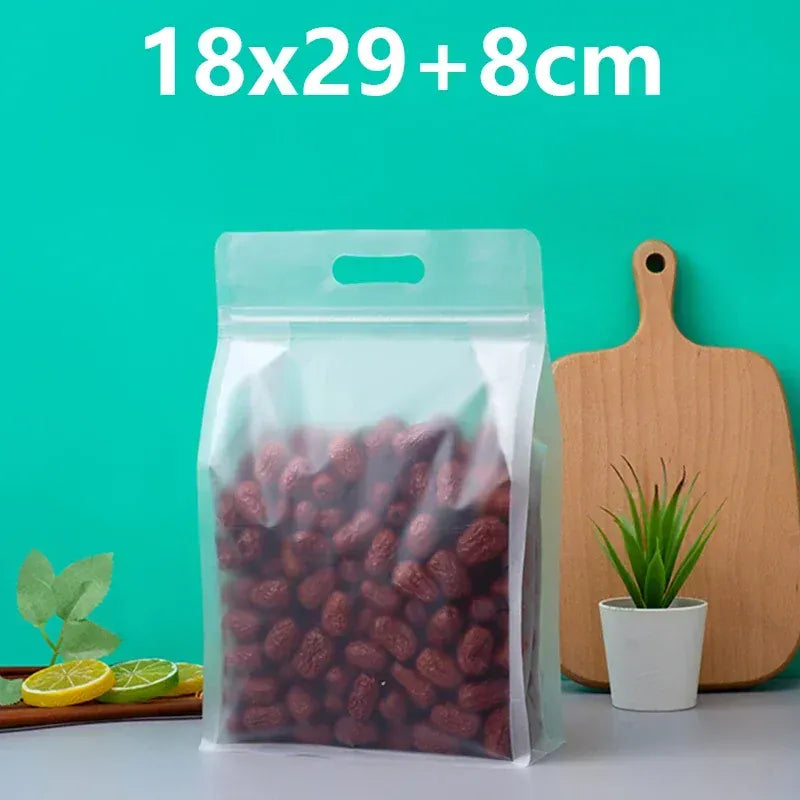 Sachets Zip Alimentaires Transparent Lot de 50 Pièces avec Poignée