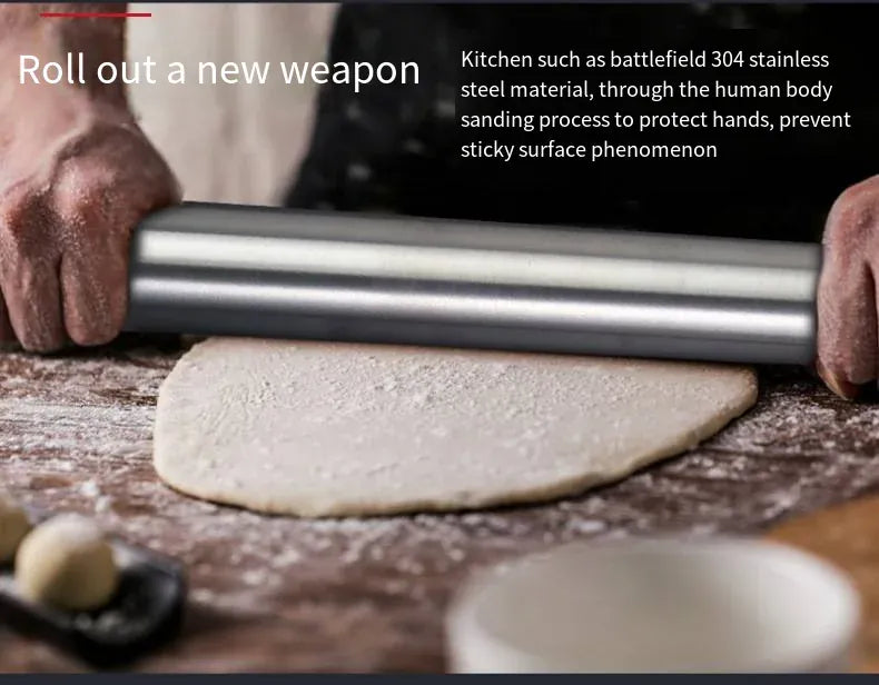 Rouleau à pâtisserie en acier inoxydable de 40 cm - Résistant et facile à nettoyer rouleaupatisserie
