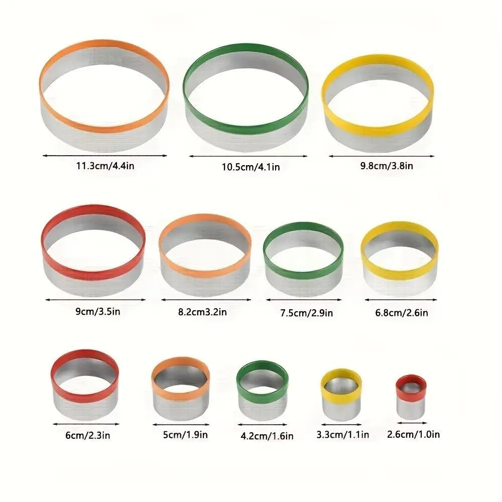 Emporte-pièces ronds en inox colorés - Set de 12 pour biscuits emportepieces