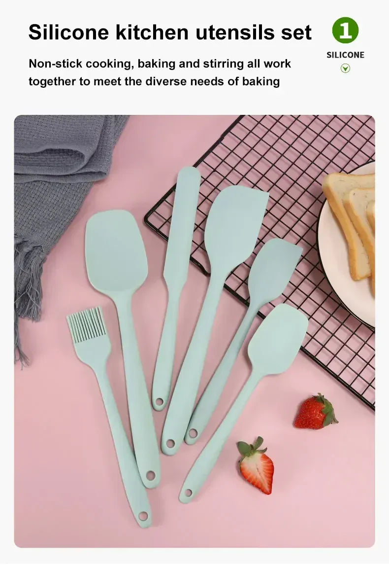 Set Ustensiles Silicone 6 pièces pour Pâtisserie | Résistants à la Chaleur spatule en silicone