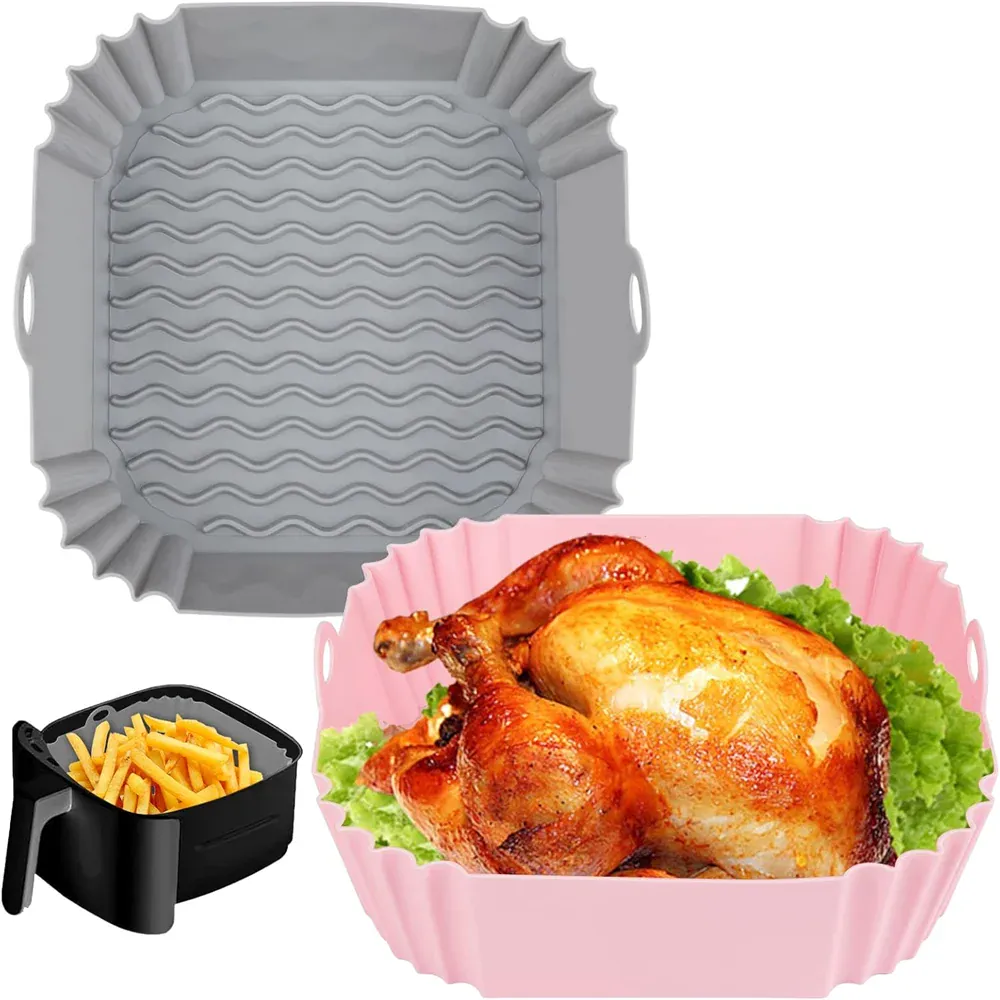 Moule Silicone Air Fryer Réutilisable Rectangulaire - Lot de 2 Pièces Air Fryer