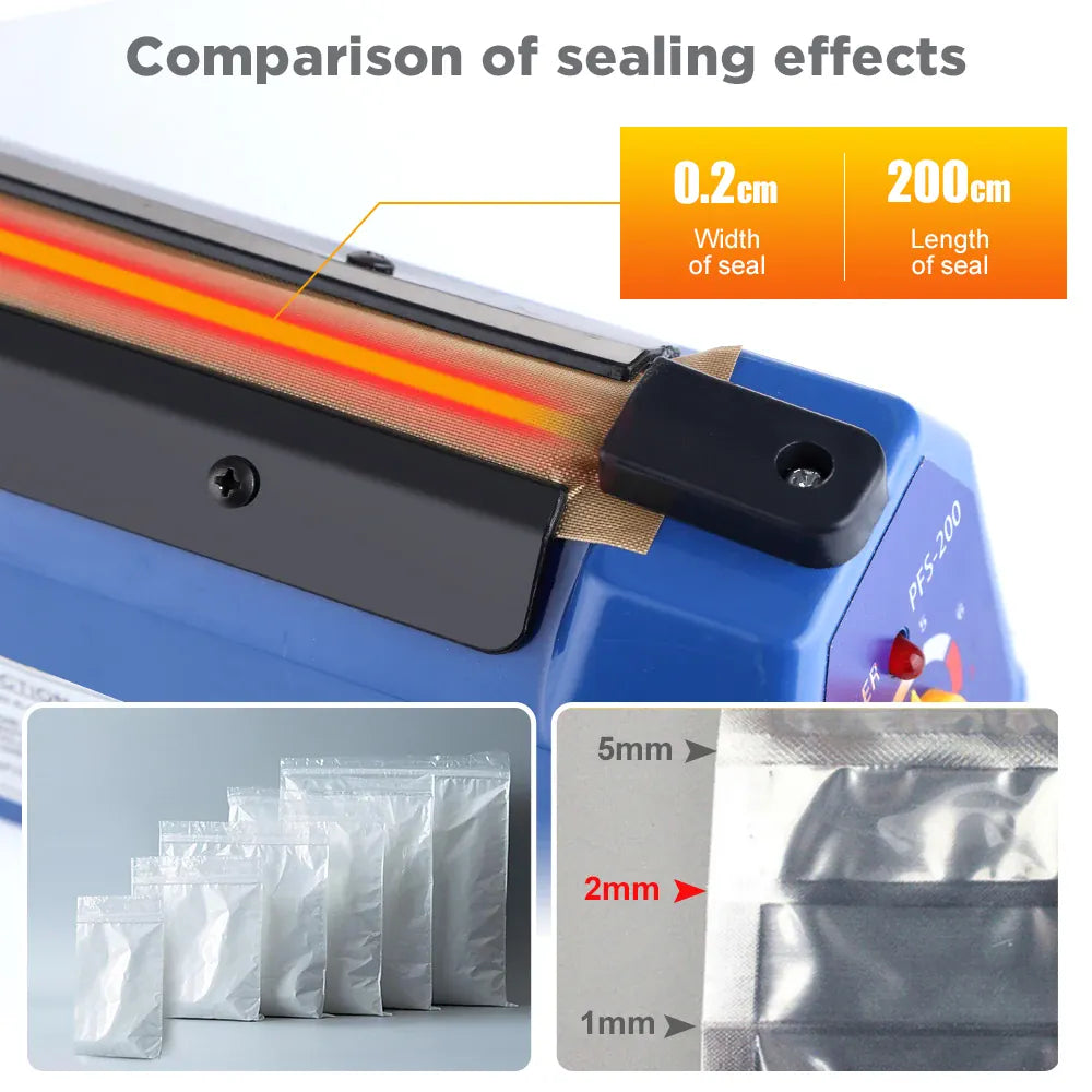 Scelleuse Alimentaire 200mm pour Emballage de Nourriture 220V sv