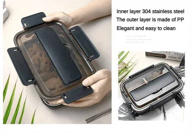 Bento Inox 3 Compartiments | Boîte Durable et Étanche 1,2L Bento