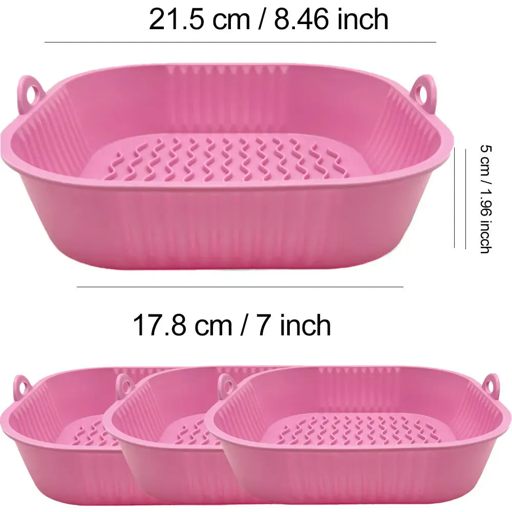 Moule Silicone Air Fryer Réutilisable Carré - Lot de 3 Pièces Air Fryer