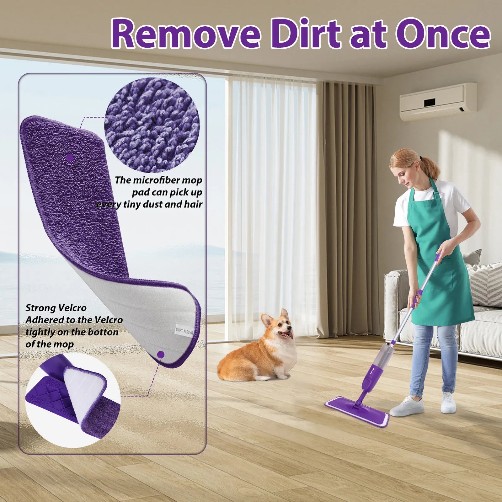 Balai Serpillère Vaporisateur pour la Cuisine (carrelage et bois) balai