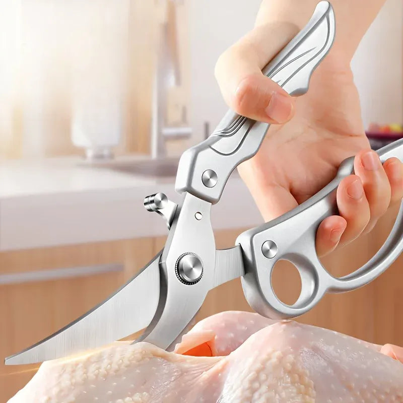 Ciseaux de cuisine en inox avec poignée ergonomique et ressort ciseaux