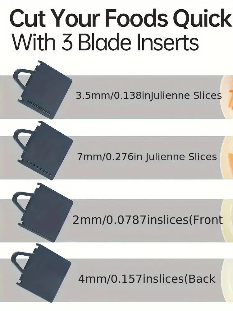 Mandoline Alimentaire Multifoncionnelle — 4 Lames Interchangeables 2, 3.5, 4, 7 mm Mandoline
