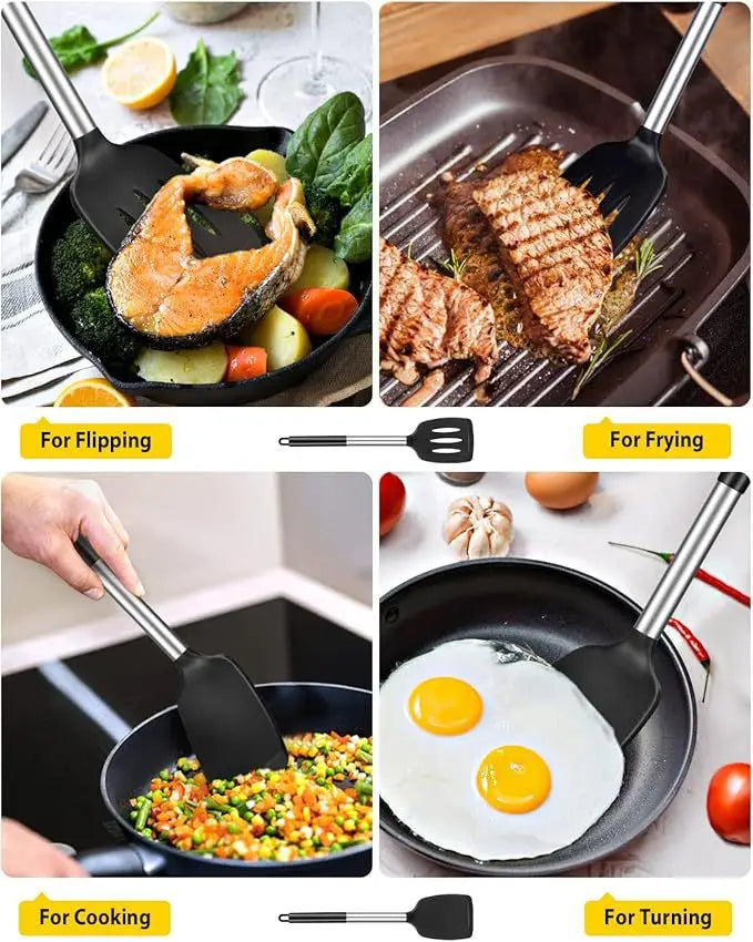 Set Spatules Silicone 1/2 pièces Résistantes à la Chaleur pour Cuisine spatule en silicone