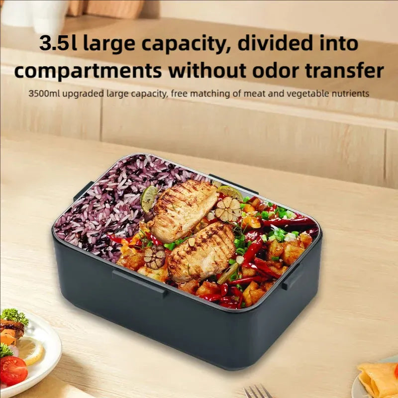 LunchBox Électrique Chauffante 3,5 L — Inox 304, 90 W, 220 V / 12-24 V Voiture lunchboxchauf