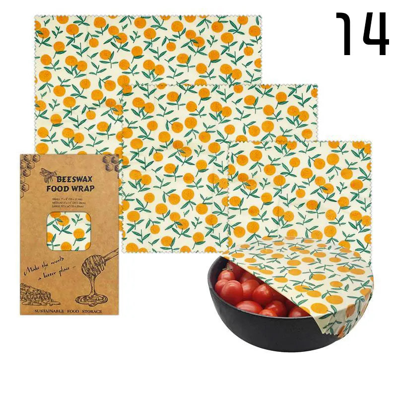 Lot de 3 Films Alimentaires Réutilisables en Coton Bio - Motifs Colorés far
