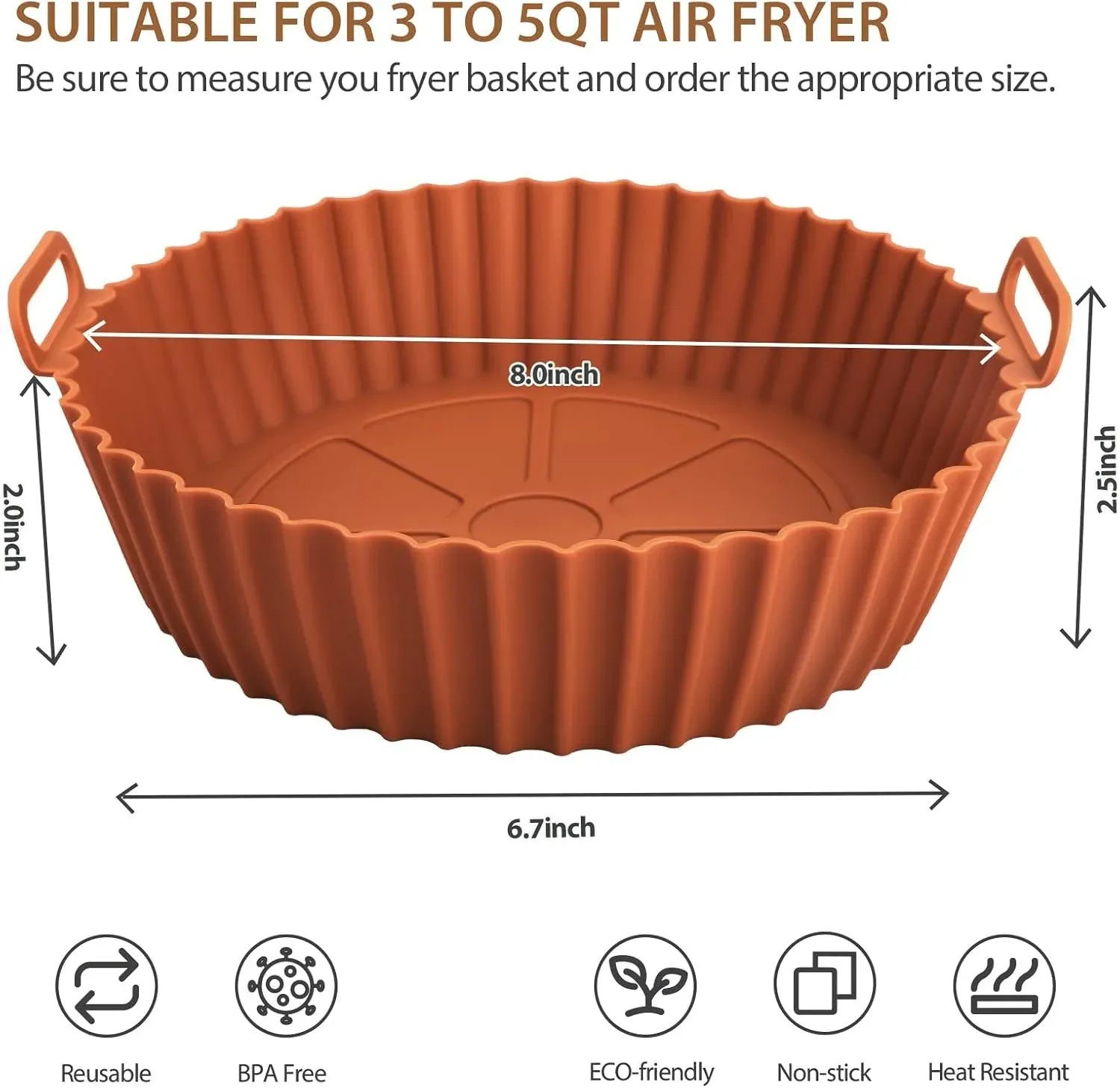 Moule Silicone Réutilisable Air Fryer Rond - Lot de 2 Pièces Air Fryer