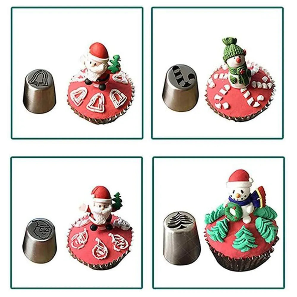 Set de 10 Douilles à Pâtisserie en Acier Inoxydable - Motifs de Noël douillepoche