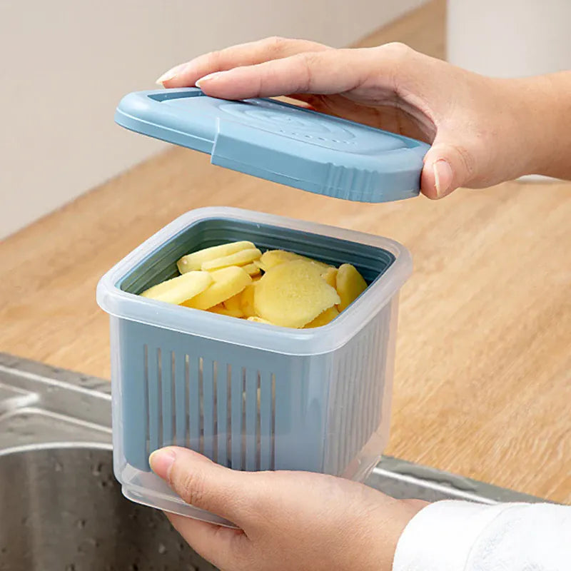 Bac de Rangement Frigo 2 Étages | Conteneurs Hermétiques pour Légumes