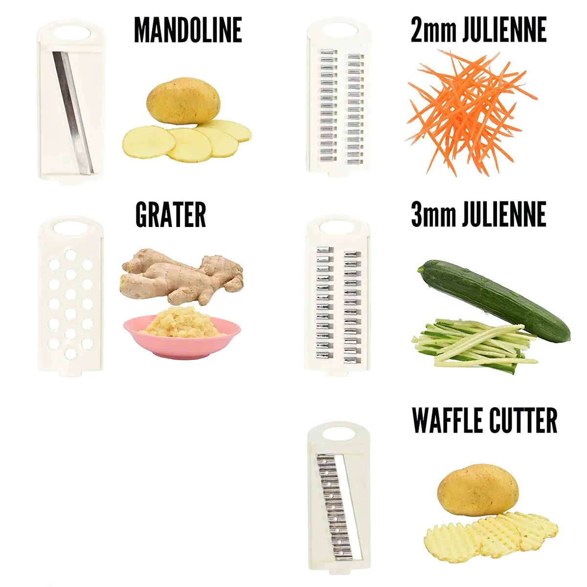 Mandoline 5 en 1 avec Lames Multiples pour Légumes et Fruits Mandoline
