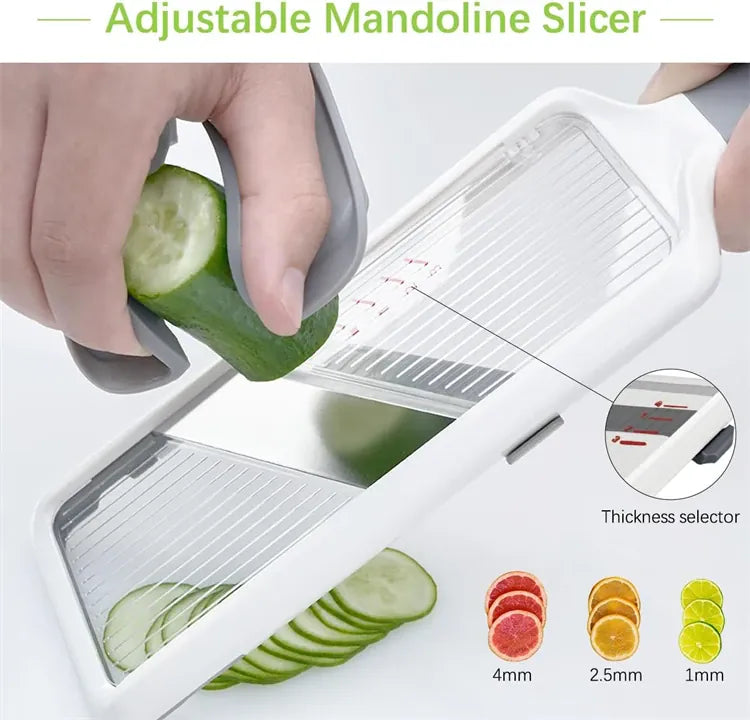 Mandoline avec Lame en Acier Inoxydable Ajustable pour Légumes et Fromage Mandoline