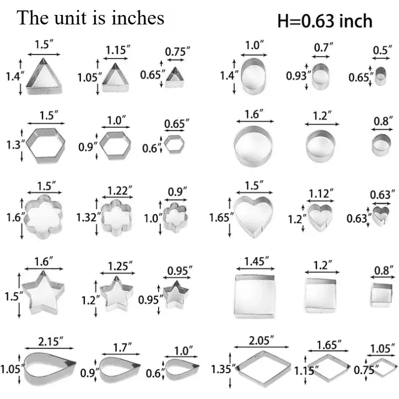 Emporte-pièces en acier inoxydable - Set de 30 formes géométriques pour pâtisserie emportepieces