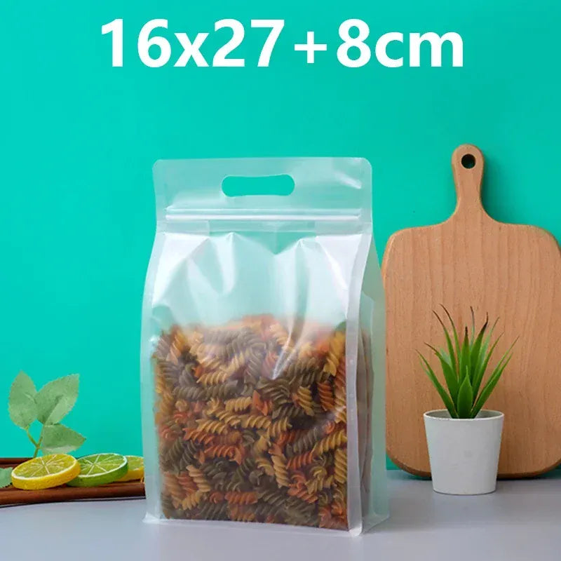 Sachets Zip Alimentaires Transparent Lot de 50 Pièces avec Poignée