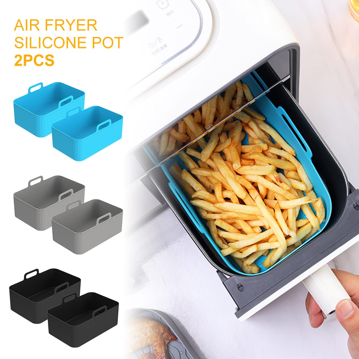 Moule Silicone Air Fryer Rectangulaire Réutilisable - Lot de 2 Pièces Air Fryer