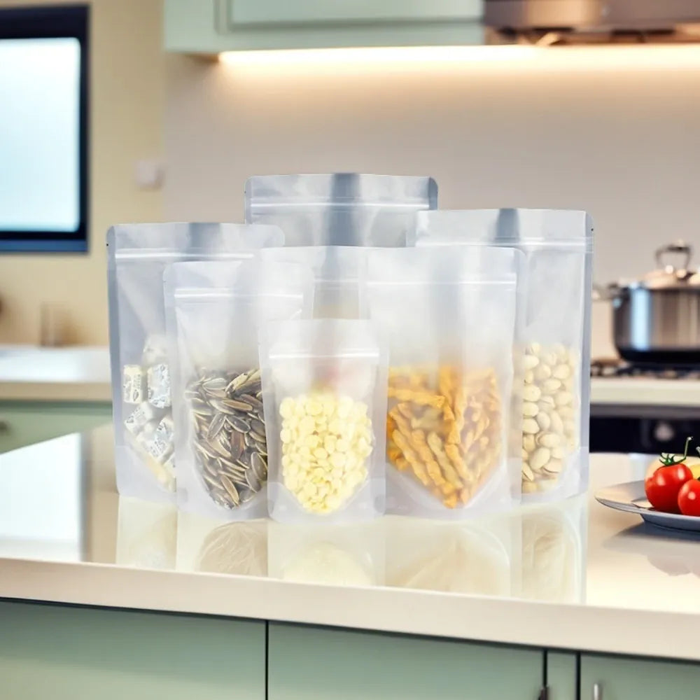 Sachets Zip Alimentaires Réutilisables - Lot de 100 Pièces