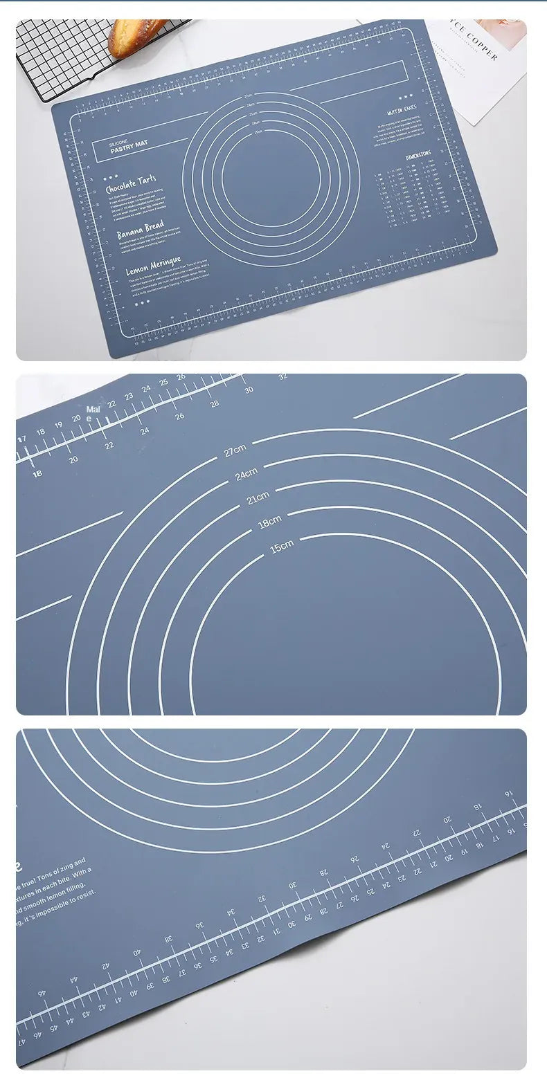 Rouleau à pâtisserie en silicone avec tapis de cuisson anti-adhésif - Idéal pour pâtes pizzas et biscuits rouleaupatisserie