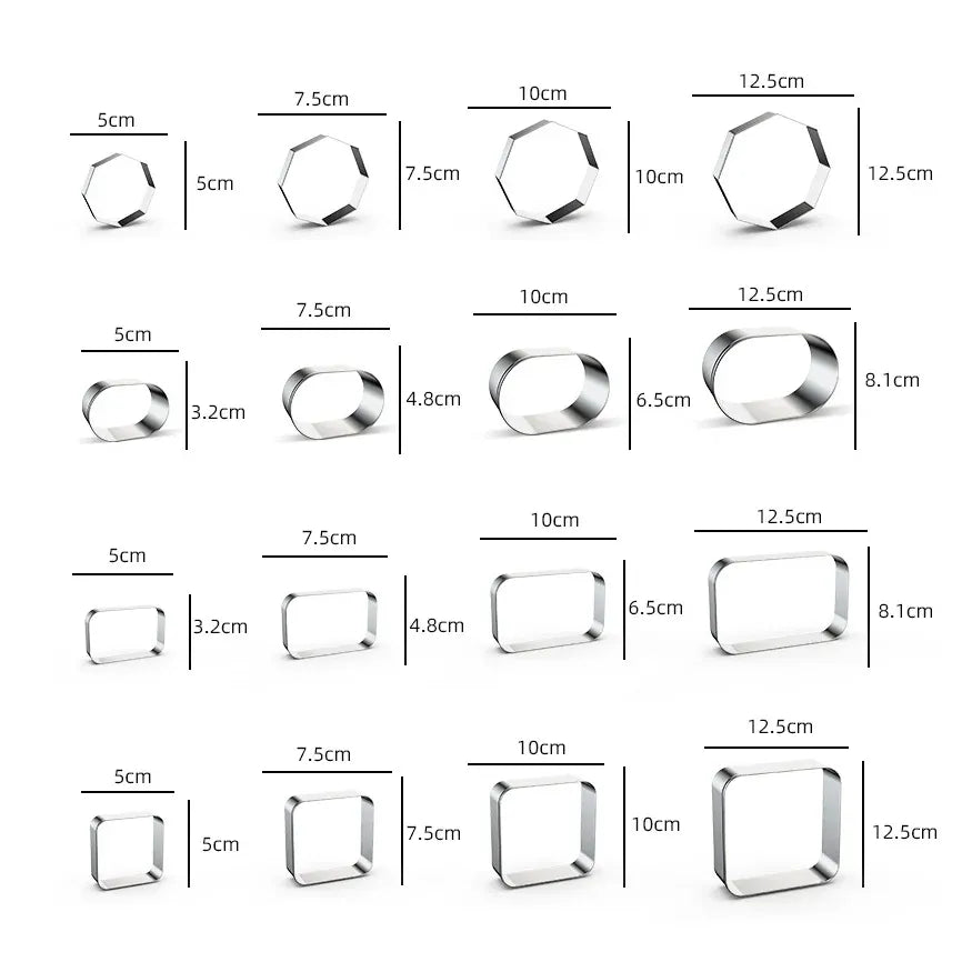 Emporte-pièces en métal rectangulaires - 12 pièces pour pâtisserie emportepieces