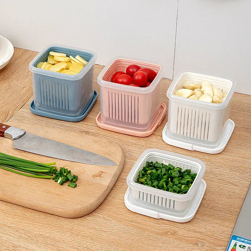 Bac de Rangement Frigo 2 Étages | Conteneurs Hermétiques pour Légumes