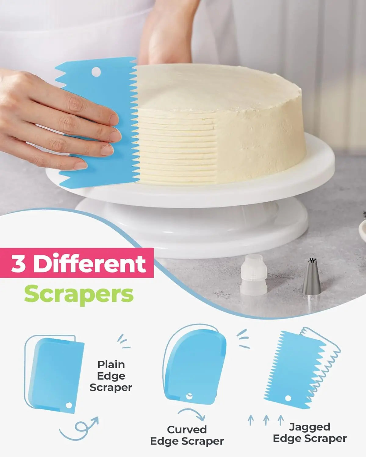 Poches à douille en acier inoxydable avec 100 sacs jetables pour pâtisserie douillepoche