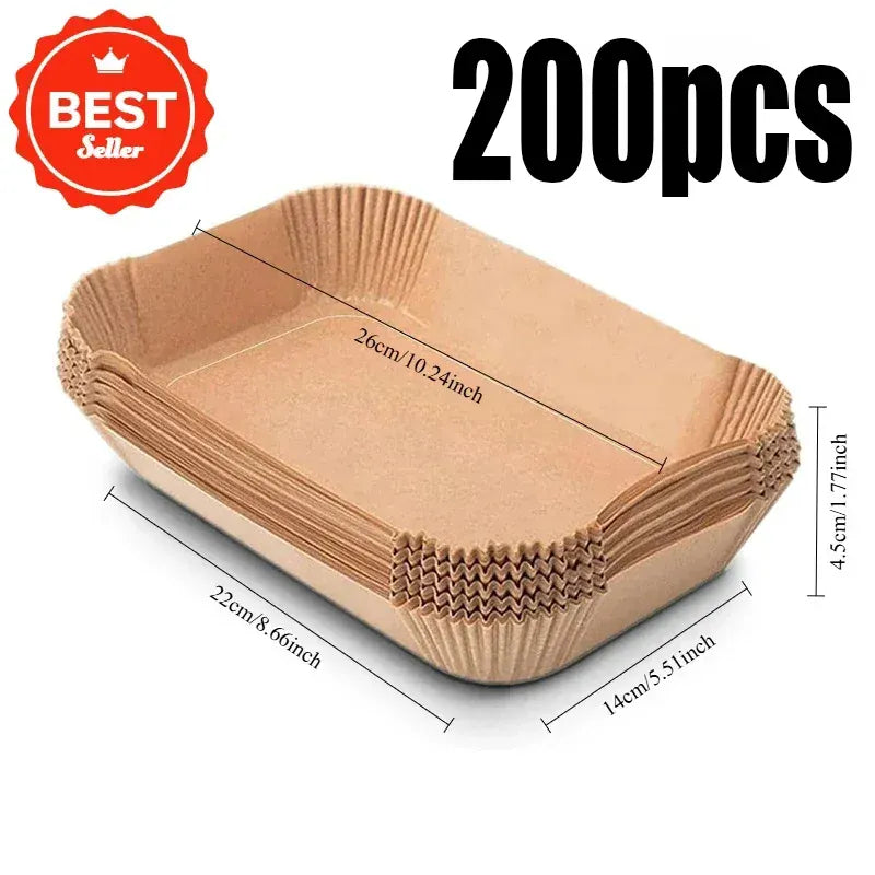 Papier Cuisson Air Fryer Rectangulaire Jetable Lot de 100 Pièces Air Fryer