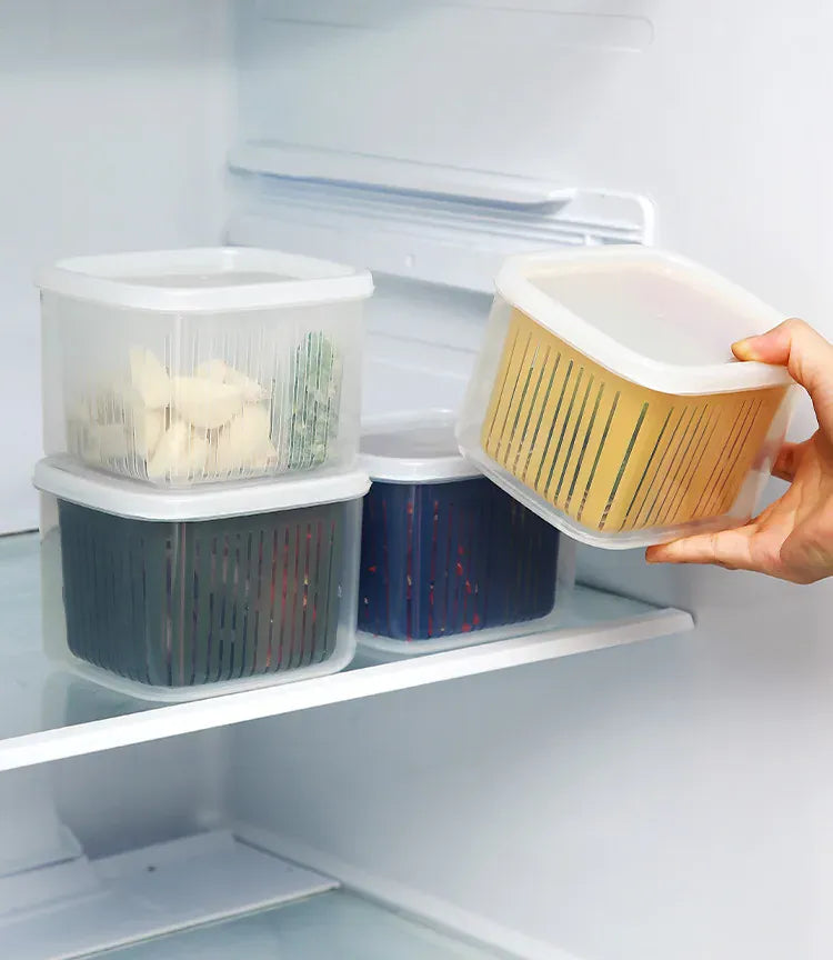 Bac de Conservation Fruits et Légumes avec Grille Égouttoir 1L