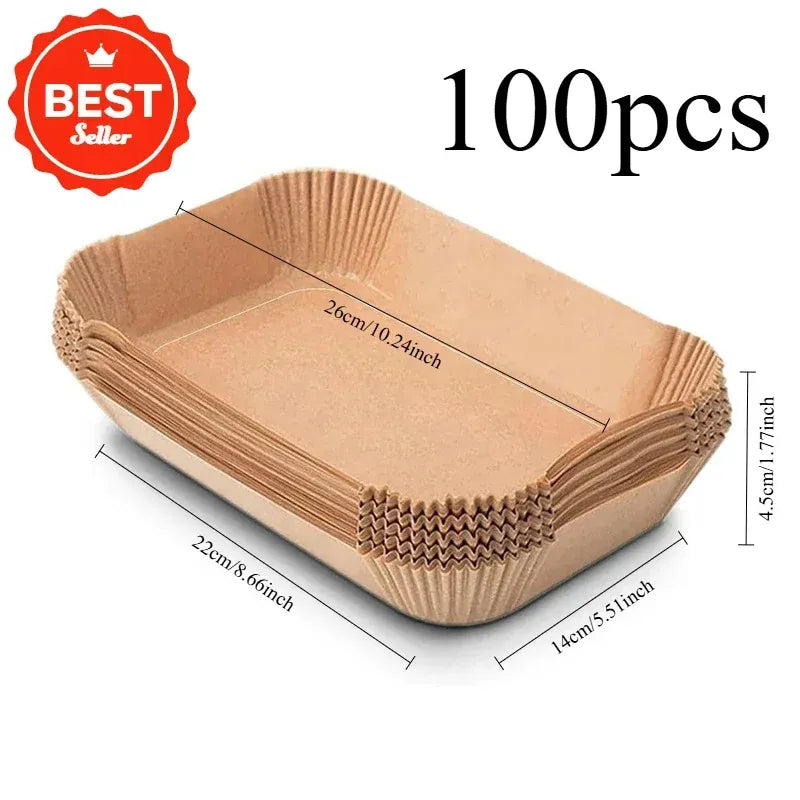 Papier Cuisson Air Fryer Rectangulaire Jetable Lot de 100 Pièces Air Fryer