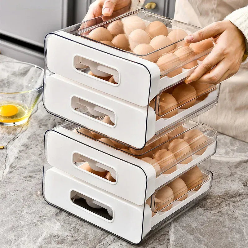 Organiseur de Rangement Frigo pour 32 Œufs | Double Couche