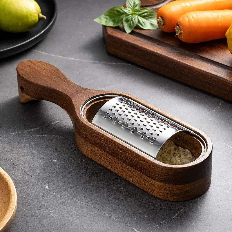 Râpe à Fromage en Acier Inox 304 avec Conteneur en Bois rape
