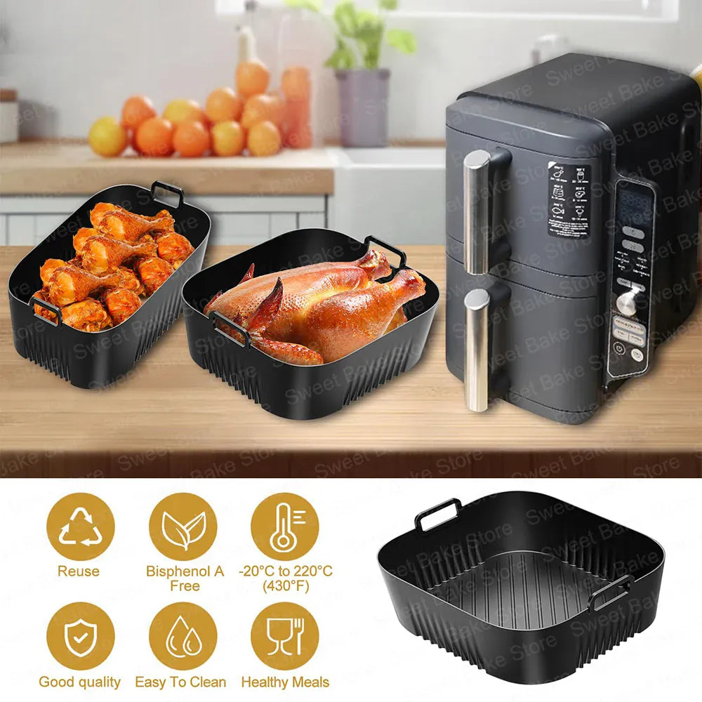 Moule Silicone Réutilisable Air Fryer Lot de 2 Carrés 25x25 cm Air Fryer
