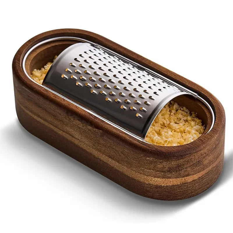 Râpe à Fromage en Acier Inox 304 avec Conteneur en Bois rape