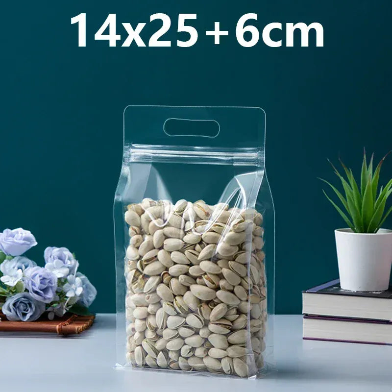 Sachets Zip Alimentaires Transparent Lot de 50 Pièces avec Poignée