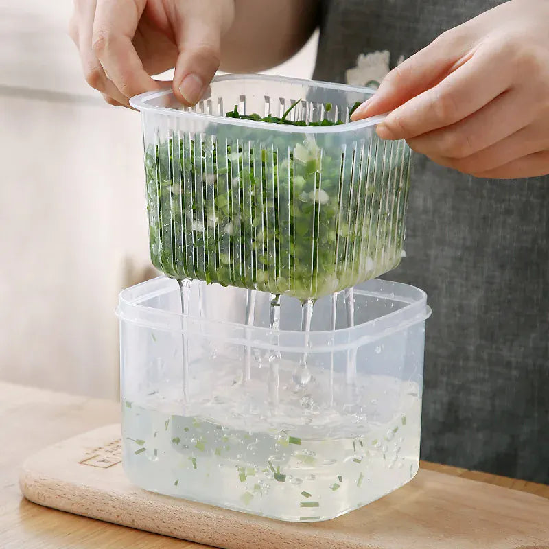 Bac de Conservation Fruits et Légumes avec Grille Égouttoir 1L