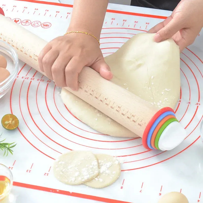 Rouleau à pâtisserie rétractable avec anneaux de mesure et tapis de pétrissage en silicone non adhésif rouleaupatisserie