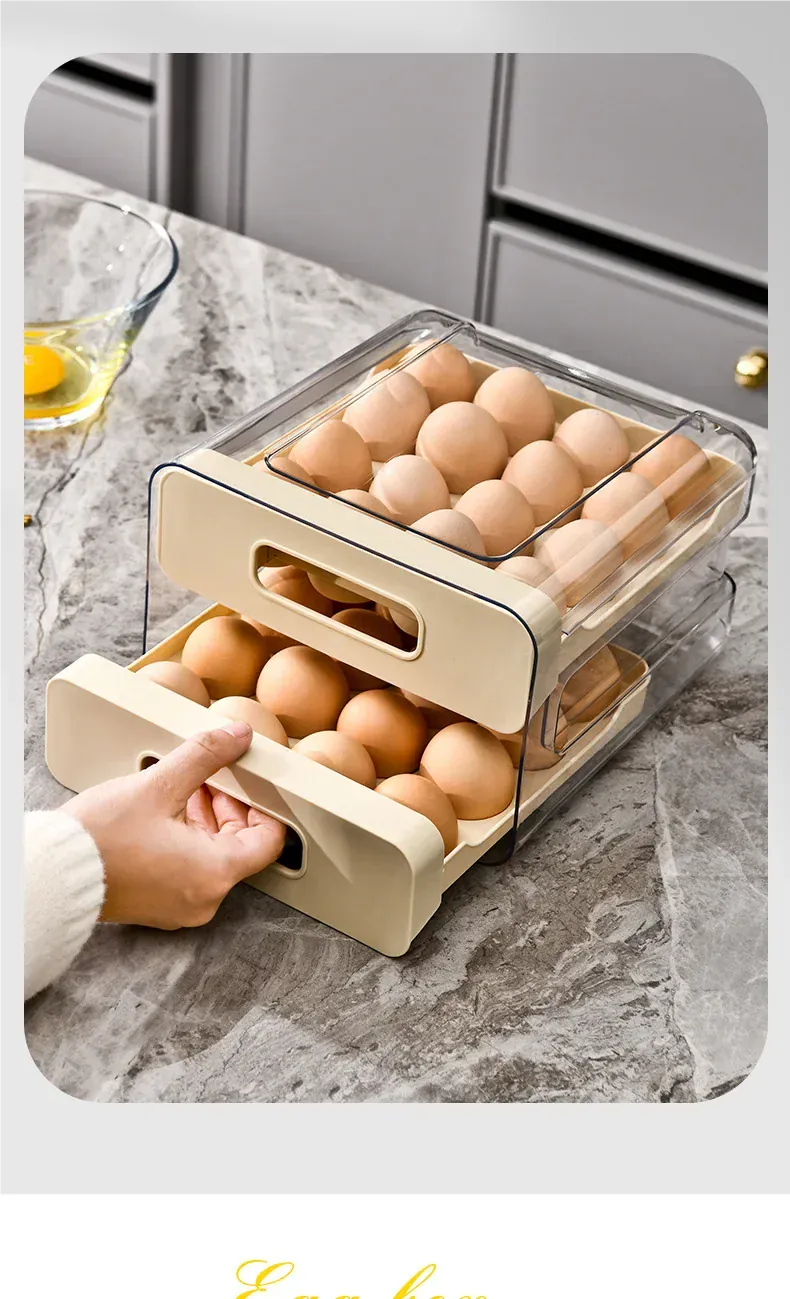 Organiseur de Rangement Frigo pour 32 Œufs | Double Couche