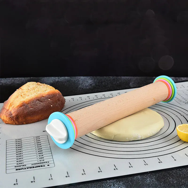 Rouleau à pâtisserie réglable en bois avec anneaux interchangeables rouleaupatisserie