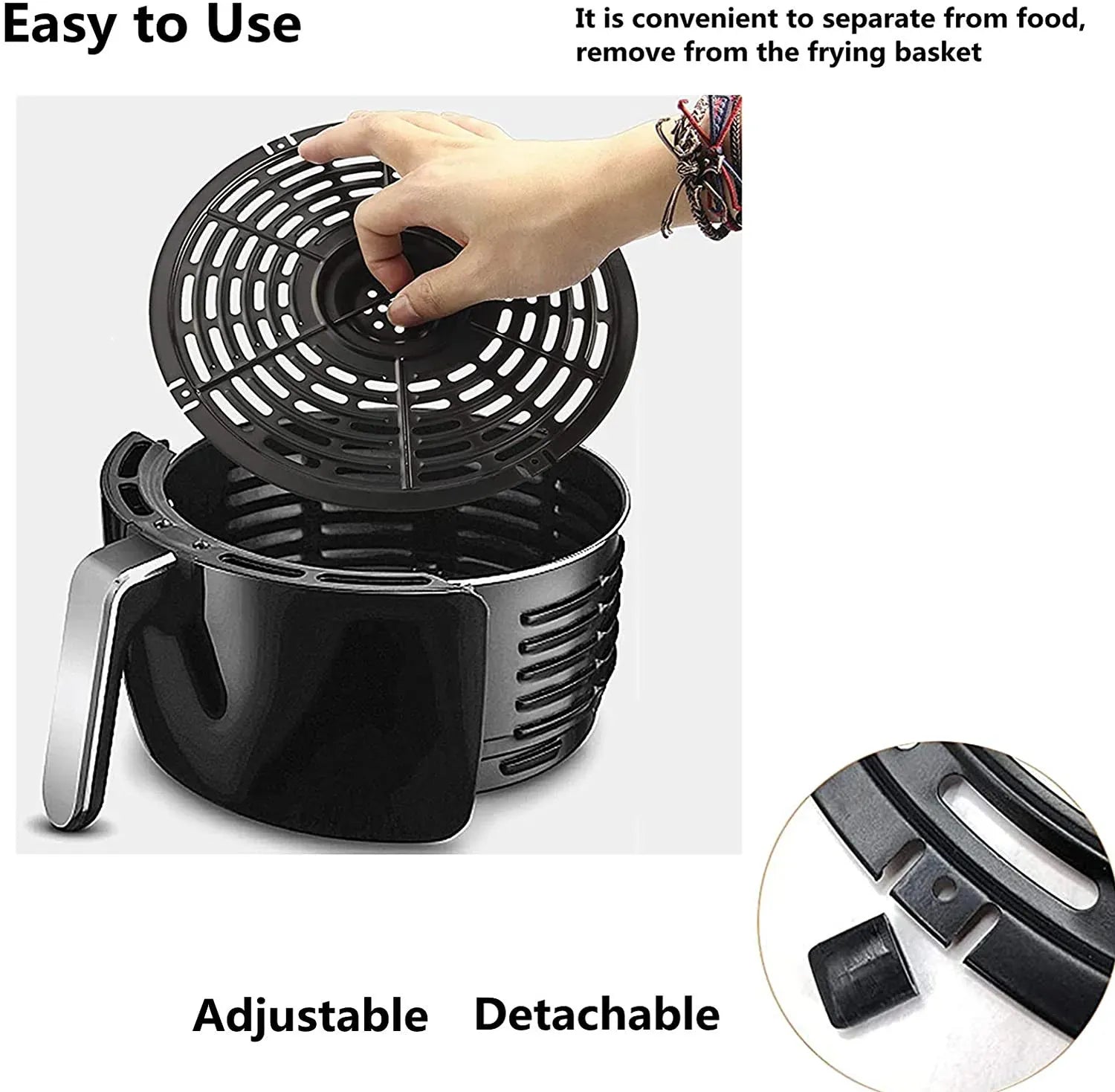 Grille Antiadhésive Air Fryer Rond 24 cm - Accessoire de Cuisson Air Fryer