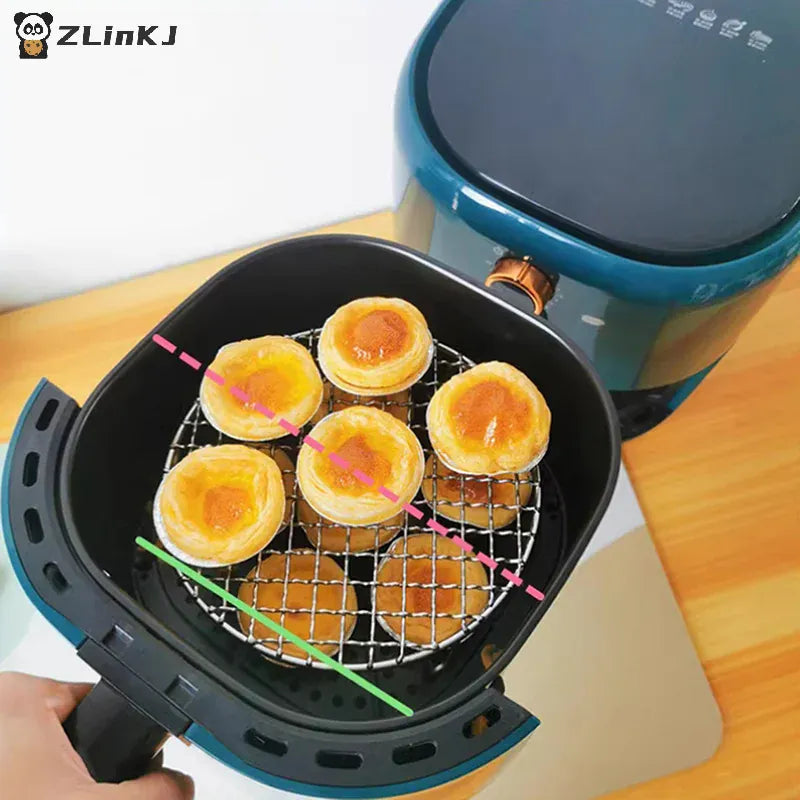 Grille Inox Air Fryer Rond Empilable - Rack de Cuisson Anti-corrosion Air Fryer